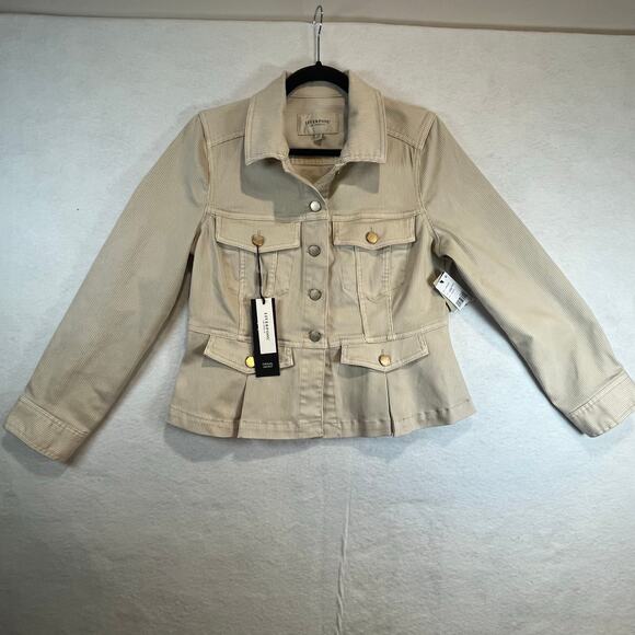Liverpool Los Angeles Peplum Jacket NWT: Cappucino Stripe Petite Small (PS) - Picture 1 of 6